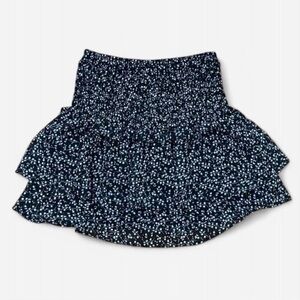 Black Floral Smocked Skirt